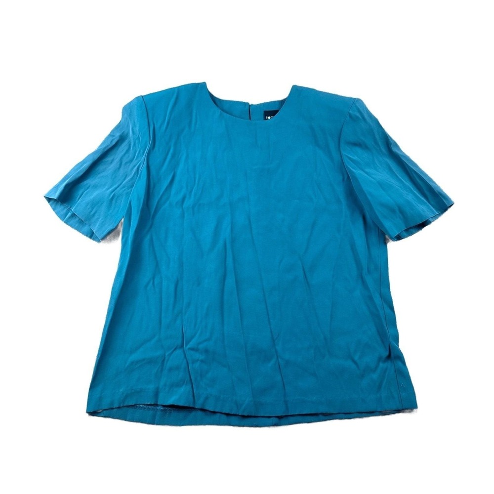 Vintage In Group Ltd Blouse Women 10‎ Blue Classic USA Made Office Corporate 80s